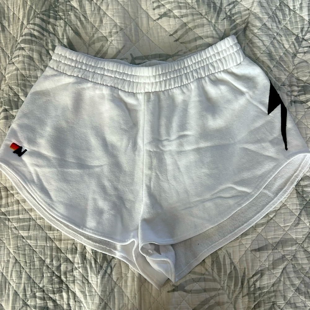 Aviator Nation, L, BOLT STITCH LOUNGER SHORTS - WHITE / BLACK